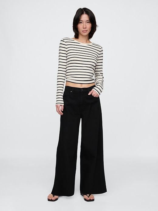 Image number 1 showing, Mid Rise UltraSoft Crop Baggy Jeans