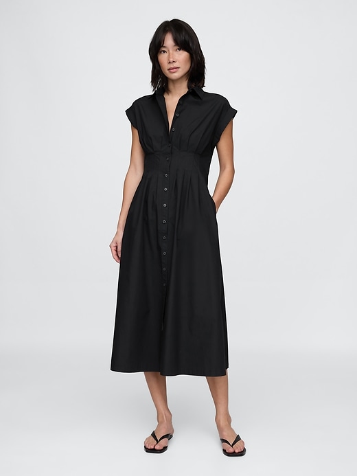 Image number 1 showing, Poplin Midi Shirtdress