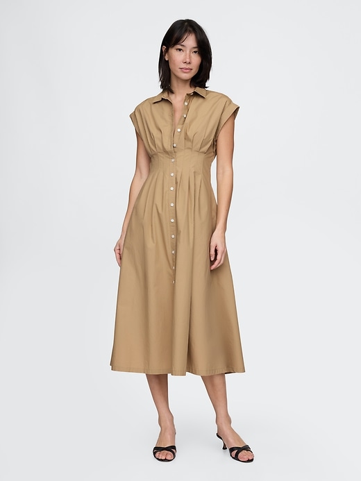 Image number 1 showing, Poplin Midi Shirtdress