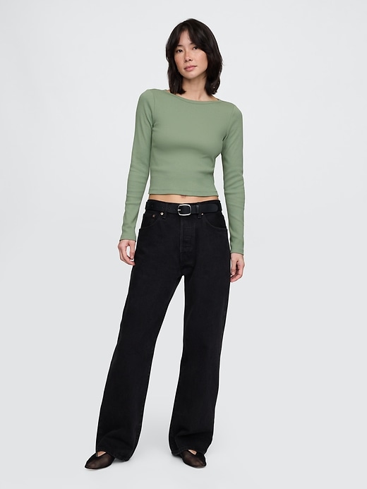 Image number 3 showing, Heavyweight Rib Cropped Boatneck T-Shirt