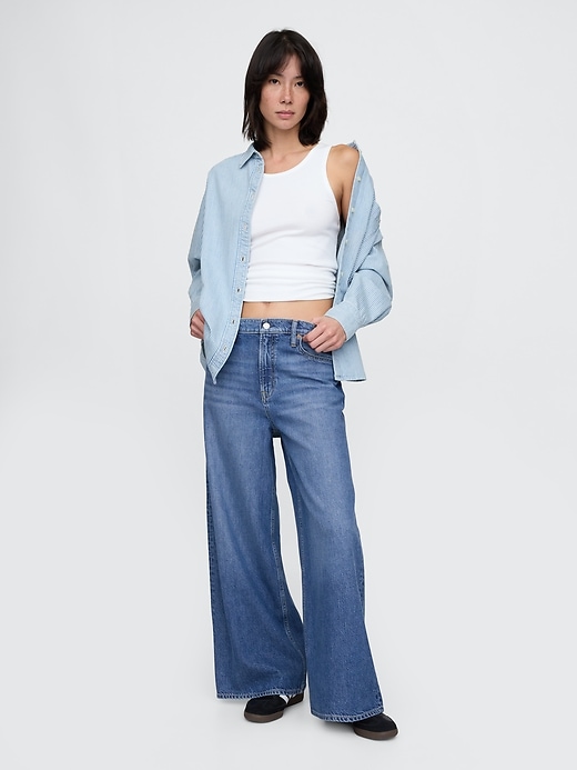 Image number 1 showing, Mid Rise UltraSoft Crop Baggy Jeans