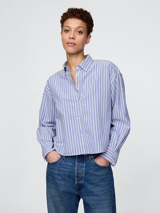 Image number 1 showing, Organic Cotton Oxford Cropped Big Shirt