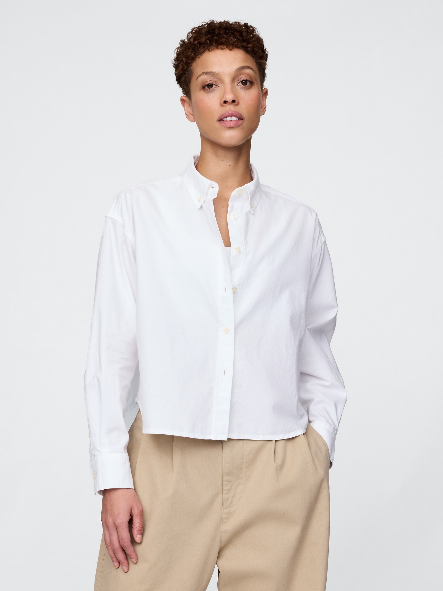 Organic Cotton Oxford Cropped Big Shirt