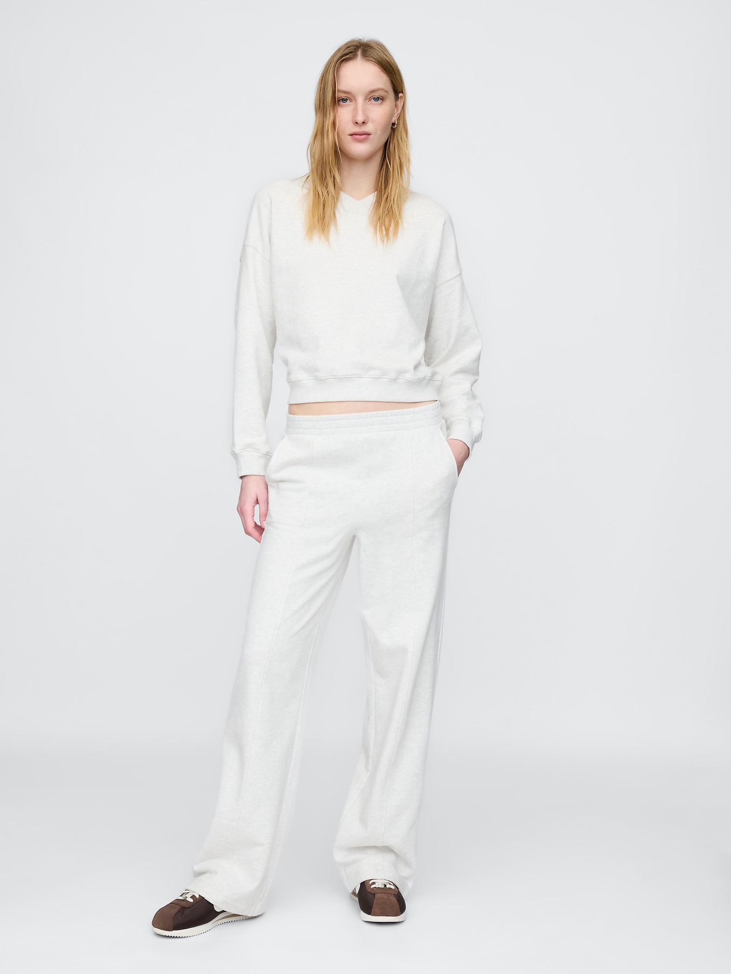 Heavyweight French Terry Seamed Wide-Leg Sweatpants