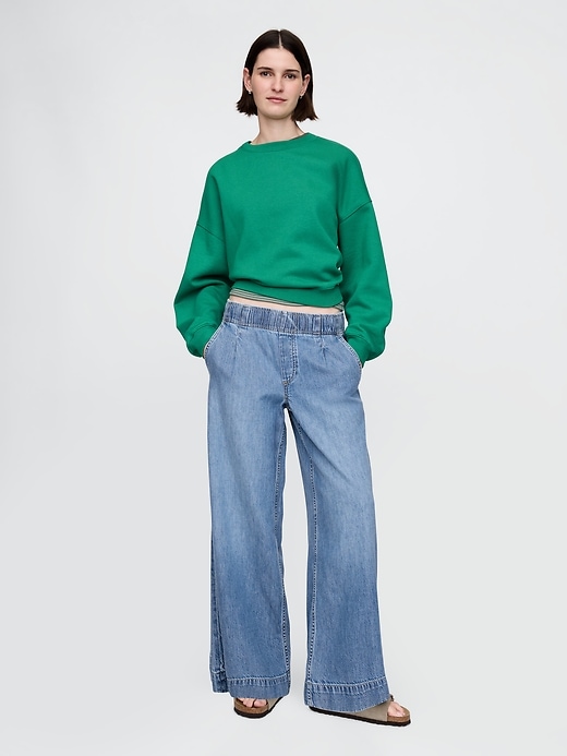 Image number 1 showing, Mid Rise UltraSoft Pleated Easy Baggy Jeans