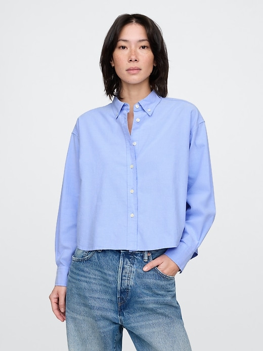 Image number 1 showing, Organic Cotton Oxford Cropped Big Shirt