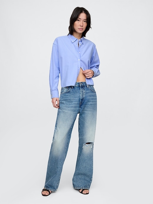 Image number 3 showing, Organic Cotton Oxford Cropped Big Shirt