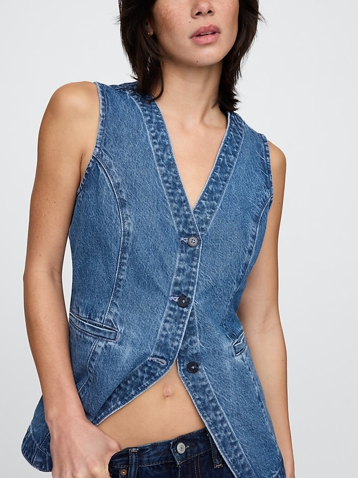 Image number 4 showing, Longline Denim Vest