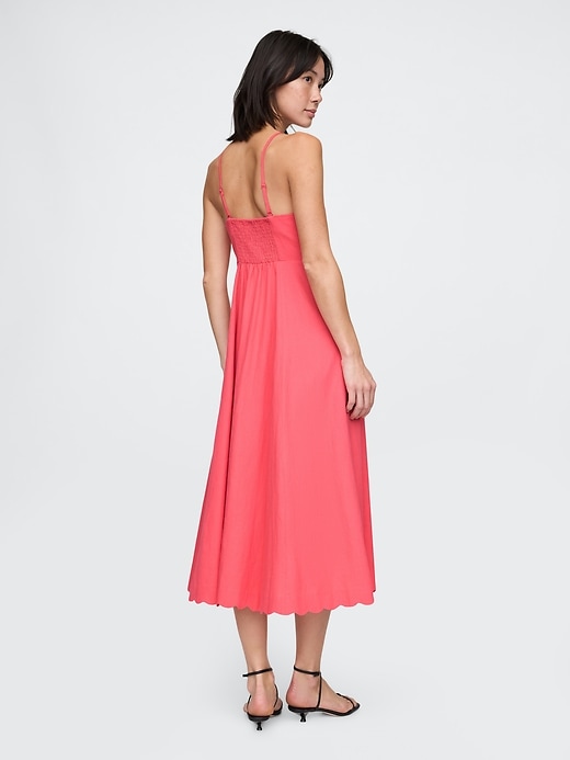 Image number 2 showing, Linen-Blend Scalloped Midi Dress