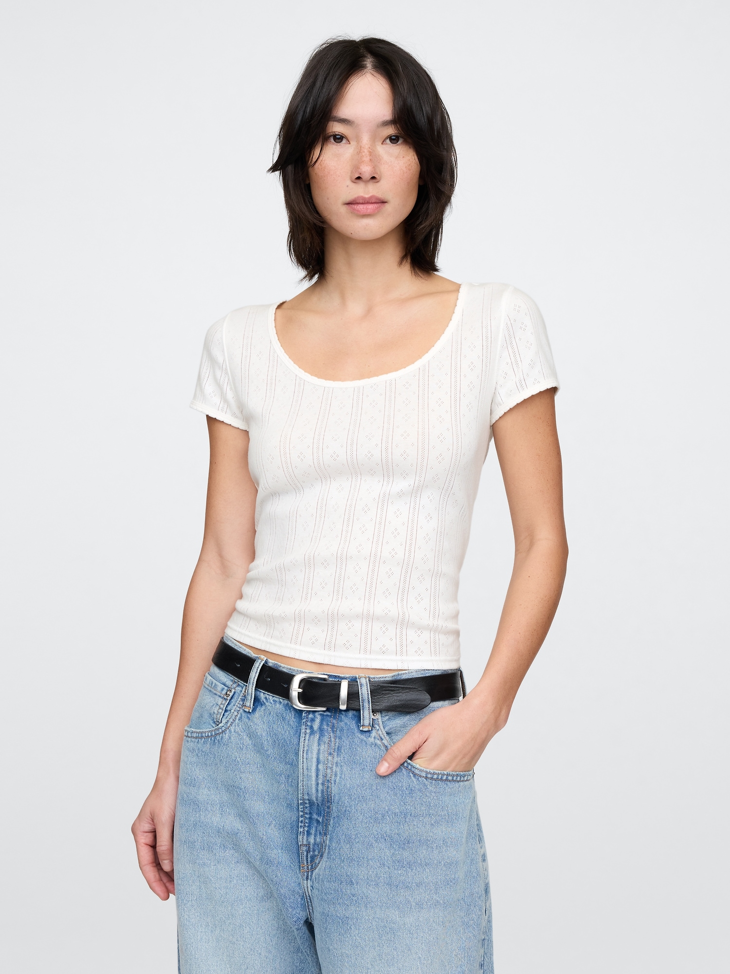 Pointelle Top - White