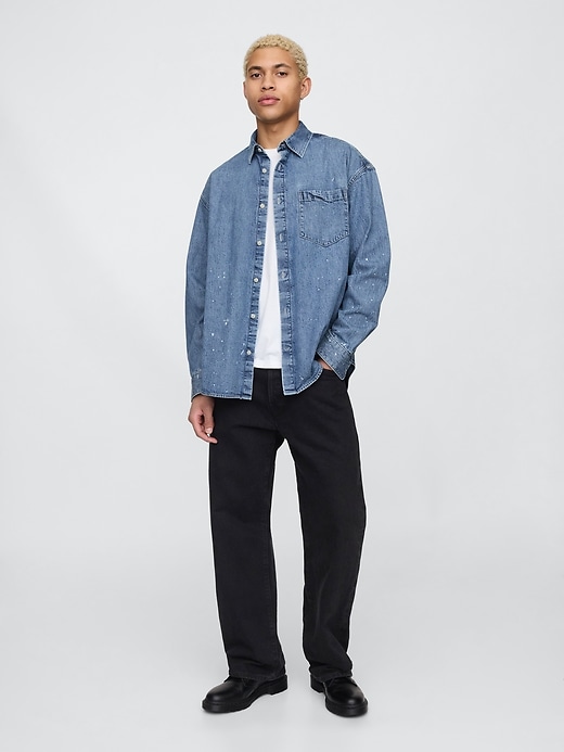 Image number 2 showing, Painted Denim Big Shirt