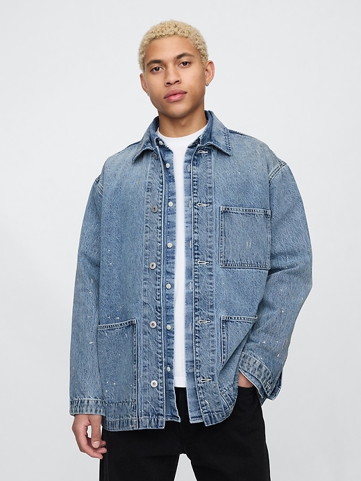 Image number 1 showing, Painted Denim Chore Jacket