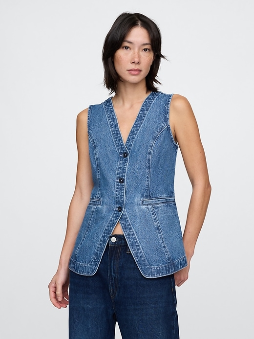 Image number 1 showing, Longline Denim Vest