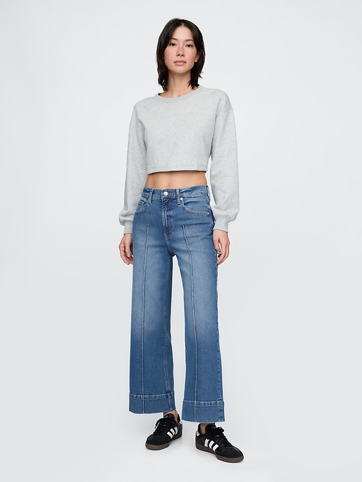 Image number 1 showing, High Rise Stride Wide-Leg Ankle Jeans