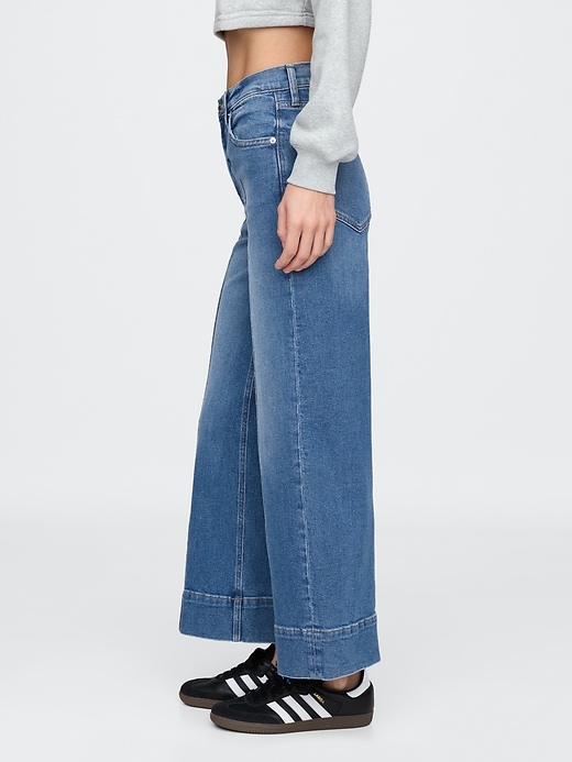 Image number 3 showing, High Rise Stride Wide-Leg Ankle Jeans