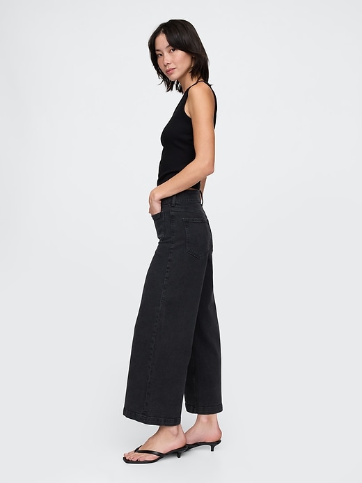 Image number 3 showing, High Rise Stride Wide-Leg Ankle Jeans