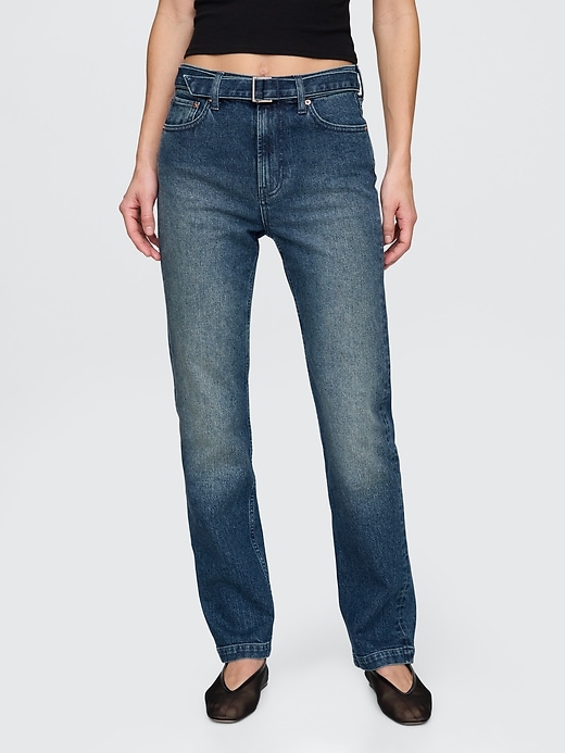 Image number 2 showing, High Rise Belted '90s Straight Jeans