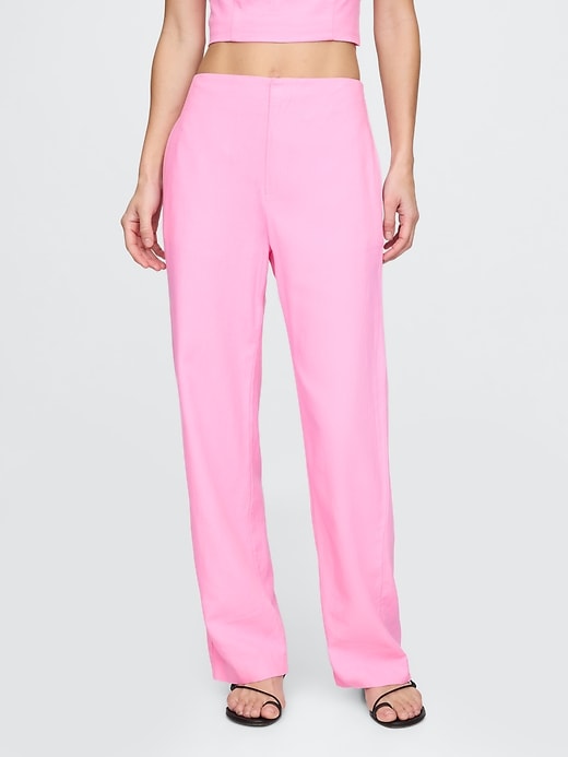 Image number 2 showing, Linen-Blend Relaxed Straight Ankle Pants