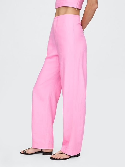 Image number 3 showing, Linen-Blend Relaxed Straight Ankle Pants