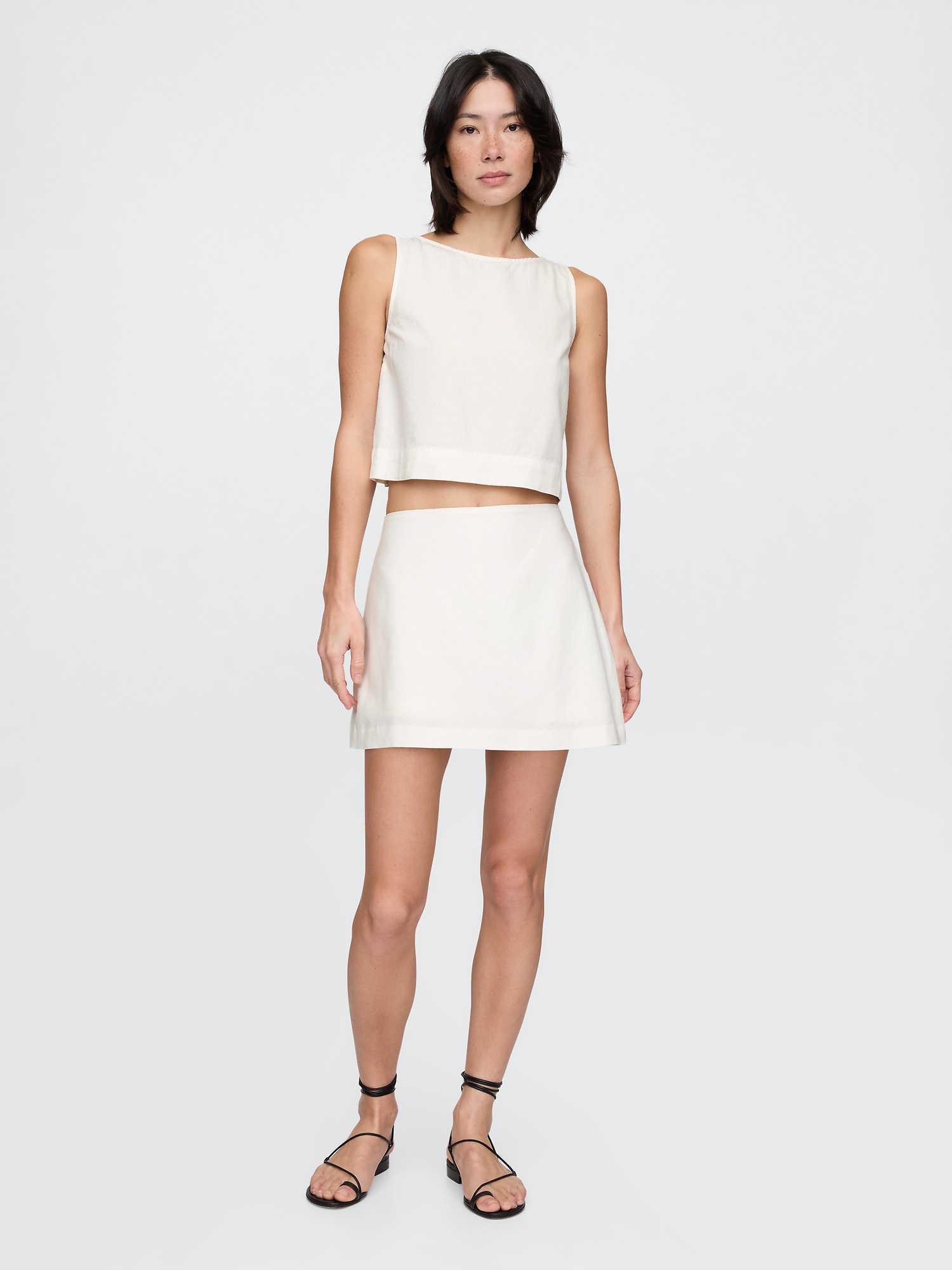 Linen-Blend Mini Skort