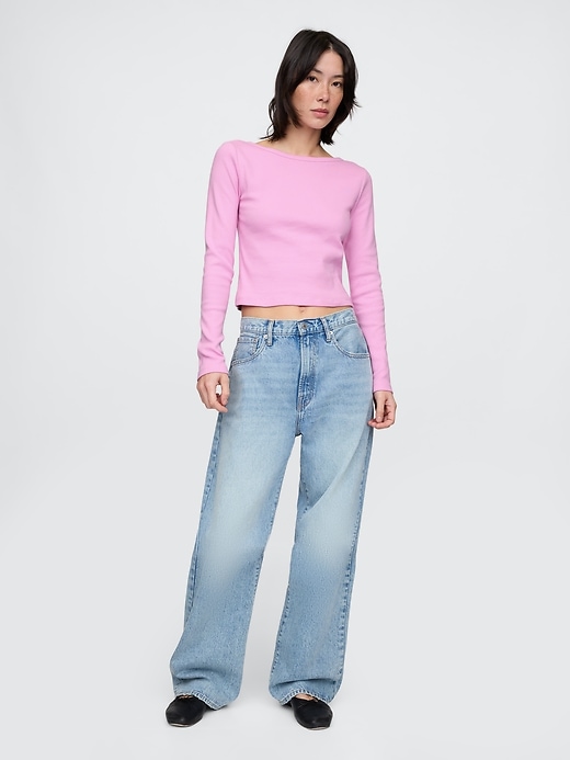 Image number 3 showing, Heavyweight Rib Cropped Boatneck T-Shirt