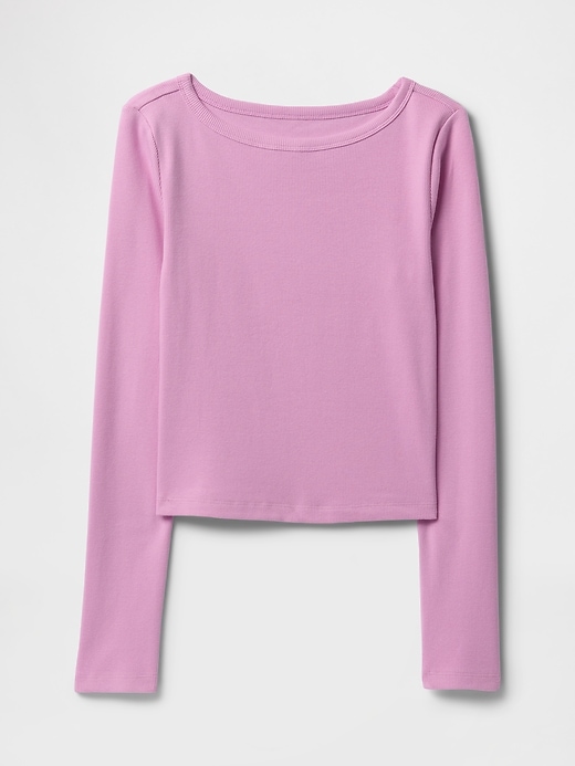 Image number 5 showing, Heavyweight Rib Cropped Boatneck T-Shirt