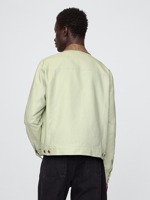 Image number 5 showing, Linen-Cotton Trucker Jacket