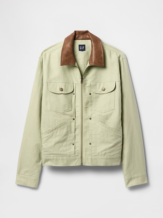 Image number 7 showing, Linen-Cotton Trucker Jacket