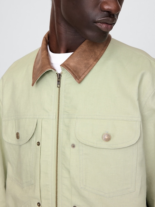 Image number 6 showing, Linen-Cotton Trucker Jacket