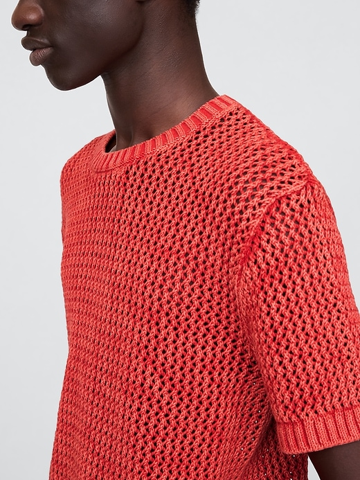 Image number 4 showing, Crochet Mesh Crewneck T-Shirt