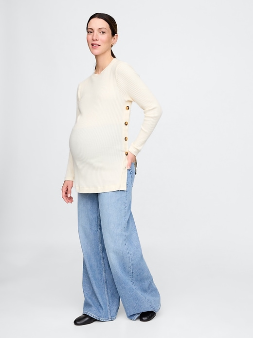 Image number 3 showing, Maternity Side-Button Rib Sweater