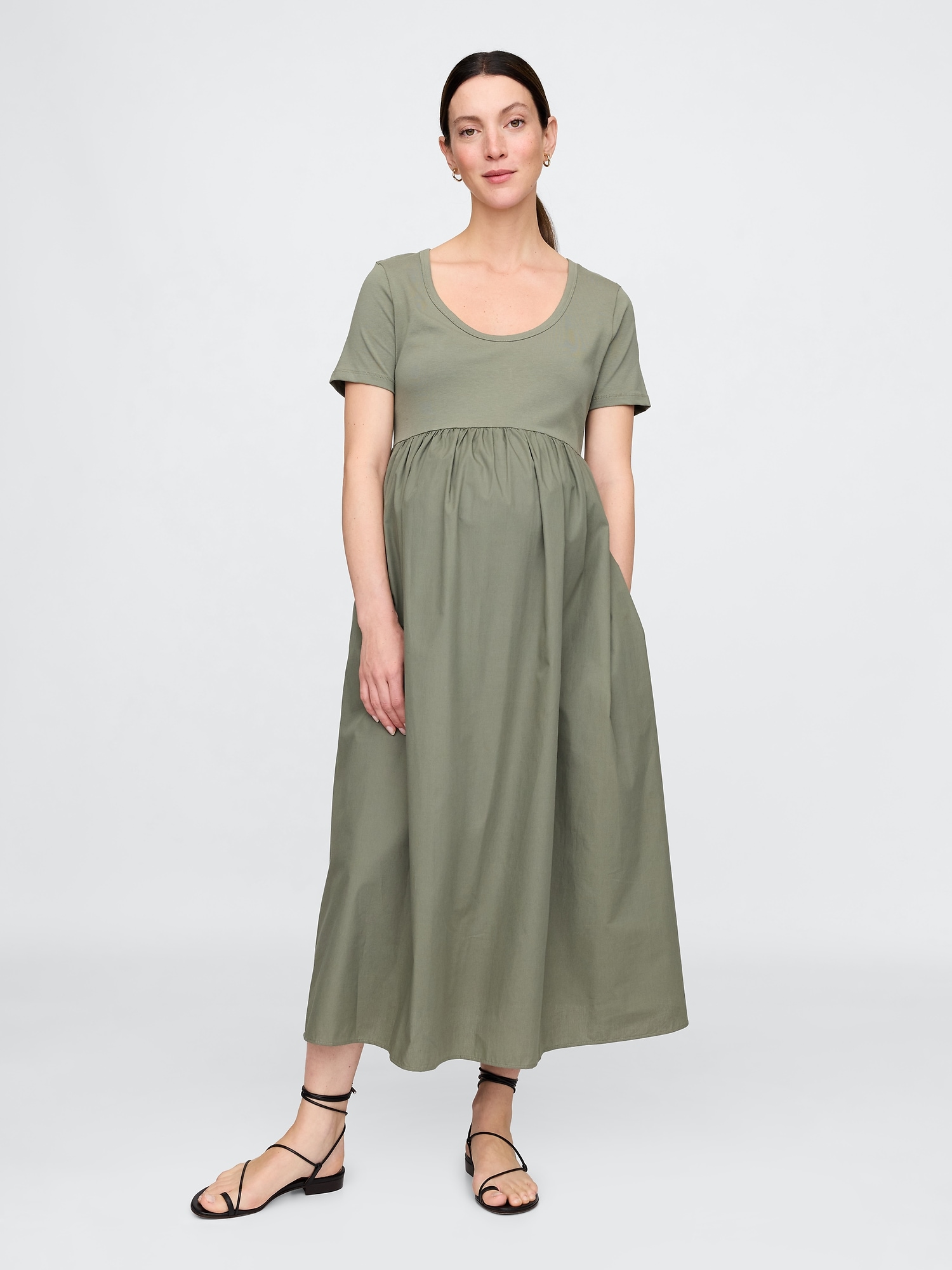 Maternity Mixed Media Maxi Dress