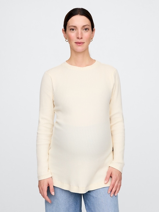 Image number 1 showing, Maternity Side-Button Rib Sweater