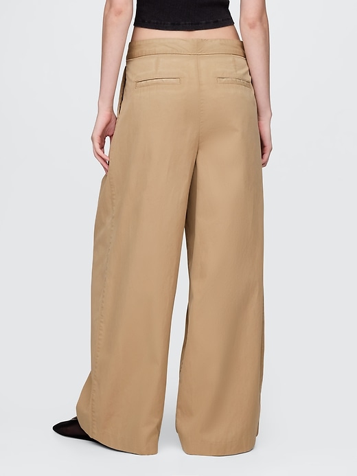 Image number 5 showing, High Rise Twill Pleated Wide-Leg Khakis