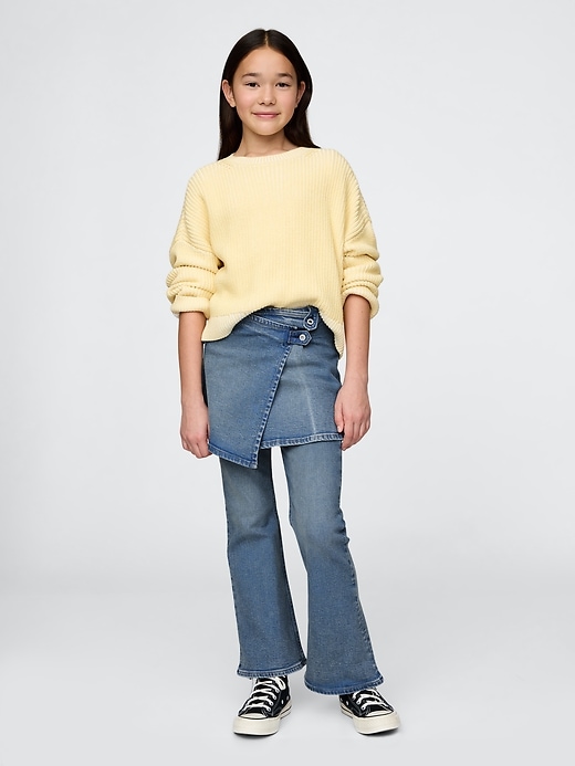 Image number 1 showing, Kids Flare Jeans with Wrap Skirt