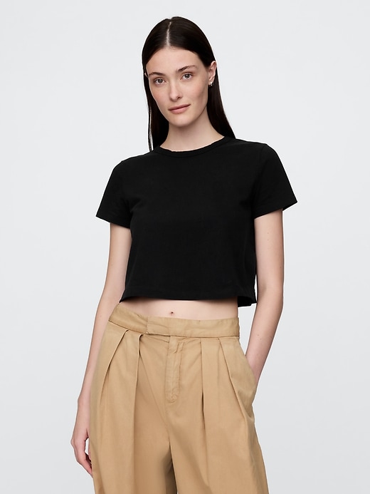 Image number 1 showing, Cotton Jersey Cropped T-Shirt