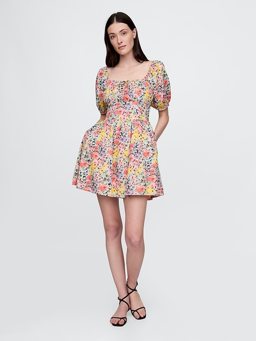 Image number 1 showing, Puff-Sleeve Mini Dress