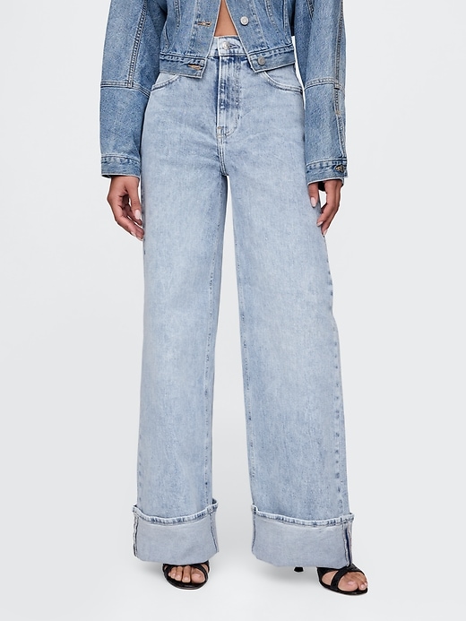 Image number 2 showing, High Rise Stride Cuffed Wide-Leg Jeans