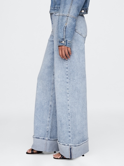 Image number 3 showing, High Rise Stride Cuffed Wide-Leg Jeans