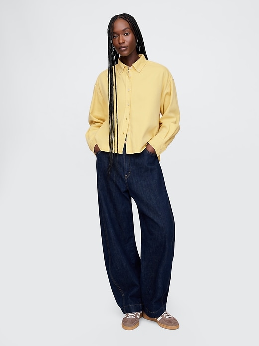 Image number 3 showing, UltraSoft Denim Cropped Big Shirt