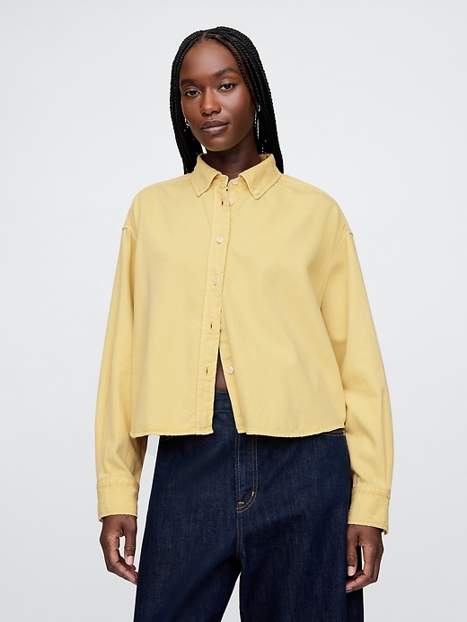 Image number 1 showing, UltraSoft Denim Cropped Big Shirt