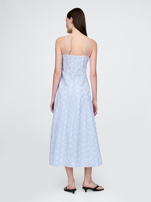 Image number 2 showing, Eyelet V-Neck Midi Dress