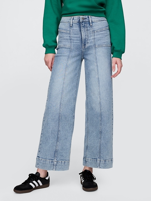 Image number 2 showing, High Rise Stride Wide-Leg Ankle Jeans