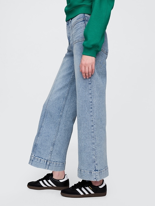 Image number 3 showing, High Rise Stride Wide-Leg Ankle Jeans