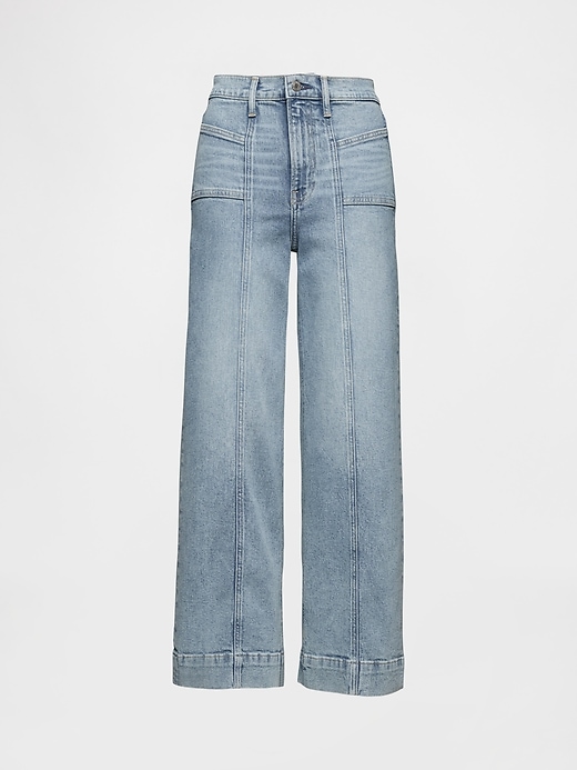 Image number 6 showing, High Rise Stride Wide-Leg Ankle Jeans