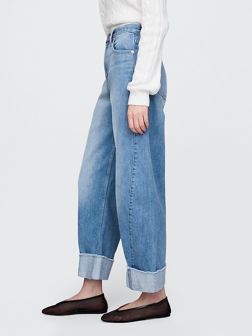 Image number 3 showing, High Rise Cuffed Barrel Jeans