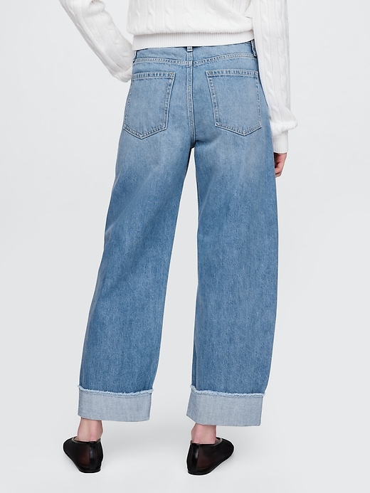 Image number 5 showing, High Rise Cuffed Barrel Jeans