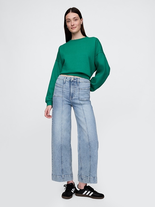 Image number 1 showing, High Rise Stride Wide-Leg Ankle Jeans