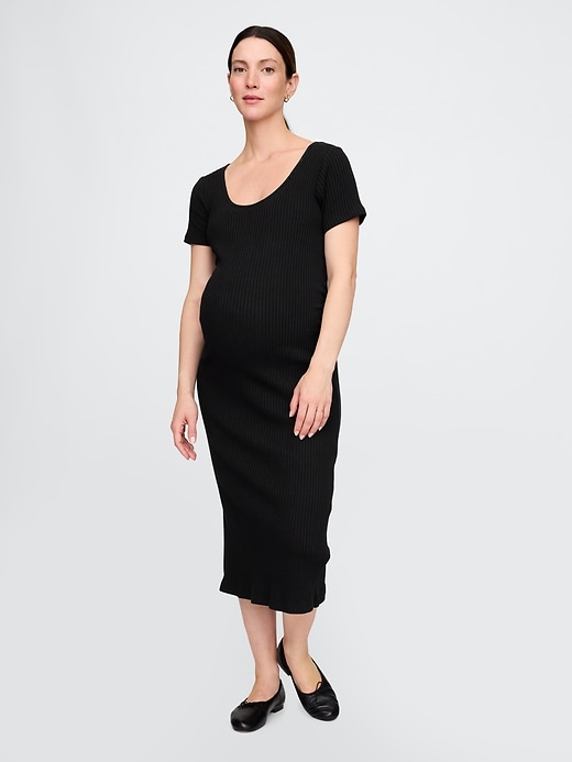 Image number 1 showing, Maternity Rib Midi Dress