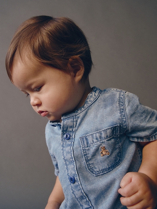 Image number 3 showing, Baby Denim Shorty One-Piece